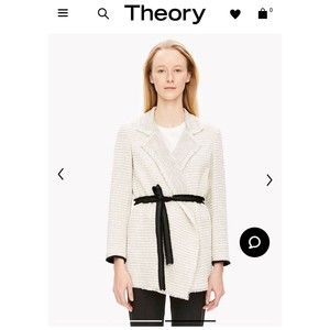 Theory Ivory Clairene R Carson Tweed Coat Size Sm… - image 1